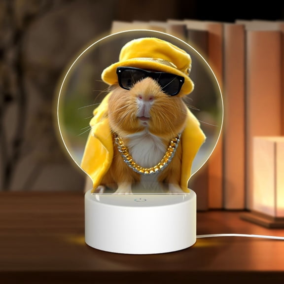 Naloa Heavy Metal Style Guinea Pig Acrylic LED Night Light Custom LED Lights Personalized Nightlight Customized Gifts for Family Couples Friends