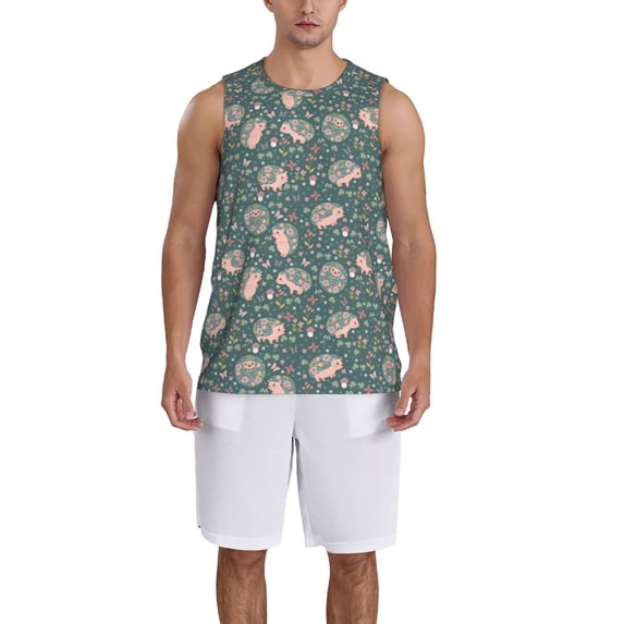 Naloa Hedgehogs and Flowers Basketball Jersey Reversible Men's Mesh Athletic Sports Shirts Training Practice S-4XLSmall