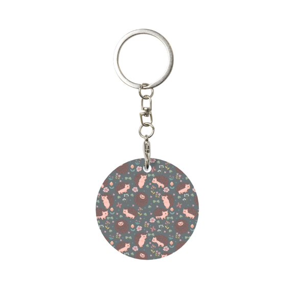 Naloa Hedgehogs and Flowers1 Print Round Keychain Keychain Key Ring, Key Tag, Key Chain Bulk for Gift Accessories (Round)