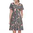thumbnail image 1 of Naloa Hedgehogs and Flowers1 Print Womens Summer A-Line Dress with Pockets,Short Sleeve Dresses,Flowy Beach Swing Dress for Vacation Travel, 1 of 6