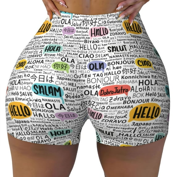 Naloa Hello Biker Shorts for Women Seamless Scrunch Short Women’s Yoga Shorts for Gym Running Sport Shorts - X-Large