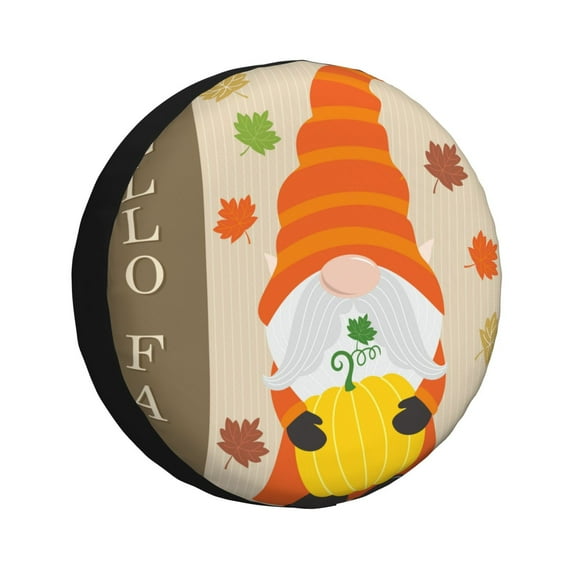 Naloa Hello Fall Gnomes 1 PVC Leather Spare Tire Wheel Cover Spare Tire Cover, for Car Truck SUV Camper Trailer Universal Fit(14-17in)-14 inch
