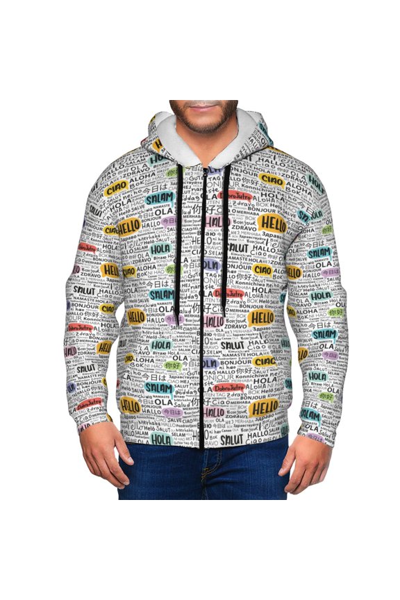 Hello Men’s Hoodies, Zip up Hoodie, Sweatshirts,Hoodies for Men Sizes S-3XL-Small