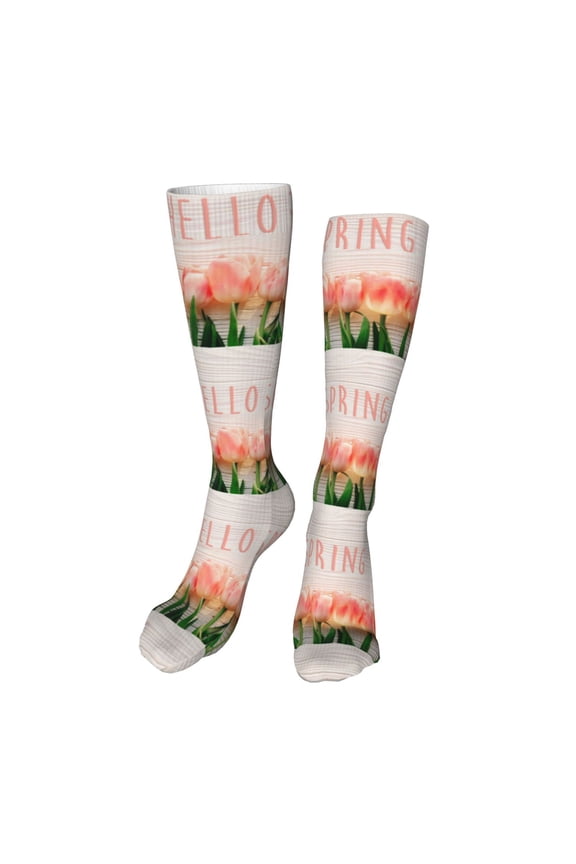 Hello Spring High Stockings Women Thigh High Stockings Over Knee Long Stockings-One Size