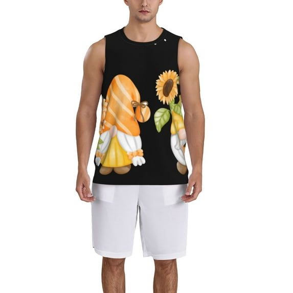 Naloa Hello Spring Sunflower Gnomes Basketball Jersey Reversible Men's Mesh Athletic Sports Shirts Training Practice S-4XLX-Large