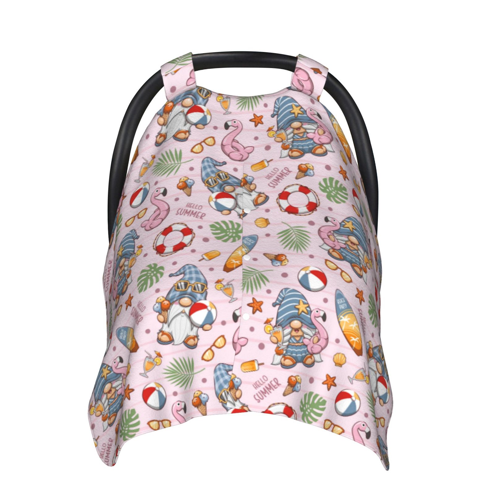 Naloa Hello Summer With Gnome Baby Car Seat Cover, Breathable Baby Carrier Cover, Multiuse Baby Carrier Cover & Nursing Breastfeeding Cover