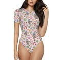 thumbnail image 1 of Naloa Hello Summer With Gnome Women's Short-Sleeved Onesie, One-Piece Swimsuit for Parties, dates, clubs - X-Large, 1 of 9