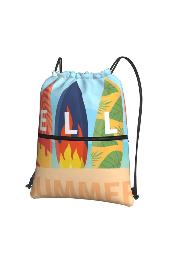 Hello Summer3 Drawstring Backpack String Bag Cinch Water Resistant for Gym Shopping Sport Yoga