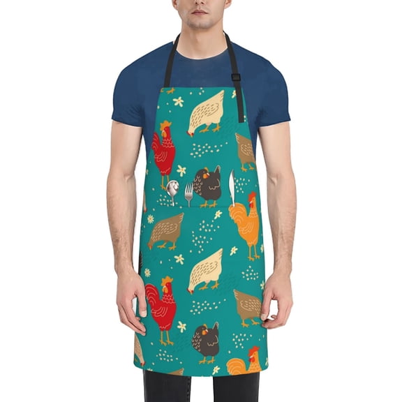 Naloa Hens And Rooster Apron Kitchen Aprons with Pockets for Women Men Chef
