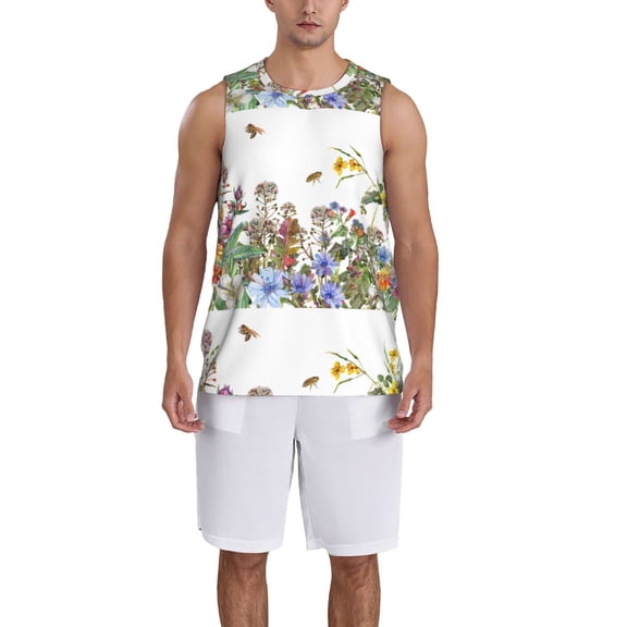 Naloa Herbs and Wildflowers Basketball Jersey Reversible Men's Mesh Athletic Sports Shirts Training Practice S-4XL4X-Large