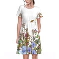 thumbnail image 1 of Naloa Herbs and Wildflowers Print Womens Summer A-Line Dress with Pockets,Short Sleeve Dresses,Flowy Beach Swing Dress for Vacation Travel, 1 of 6