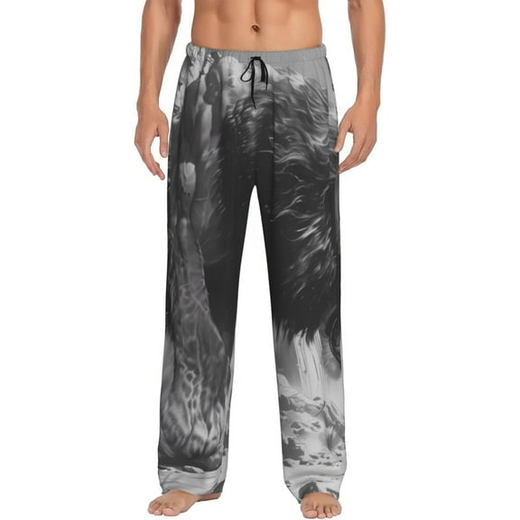 Naloa Heroic Lion Encounter Pajama Pants Men, PJ Bottoms, Sleep & Lounge Pants-X-Large