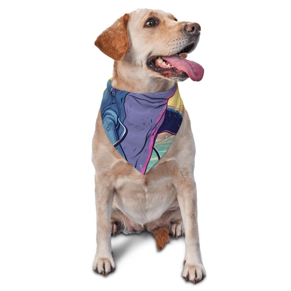 Naloa Hip-Hop DJ Dolphin Dog Bandanas 1PC Washable Triangle Dog Scarfs Premium Durable Fabric, for Small Medium Large Dogs and Cats