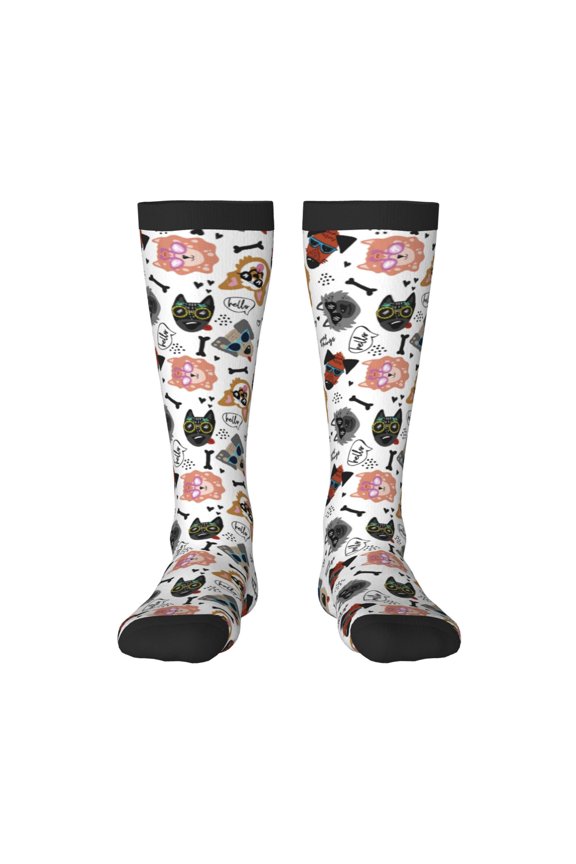 Hip Hop Dog Thigh High Socks Extra Long Stretchy Sock Women Over Knee High Opaque Stocking Daily Wear