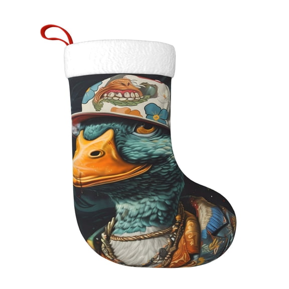 Naloa Hip-Hop Duck Christmas Stockings Decorations, Xmas Ornaments, DIY Personalized Farmhouse Decor for Home Family Party Tree