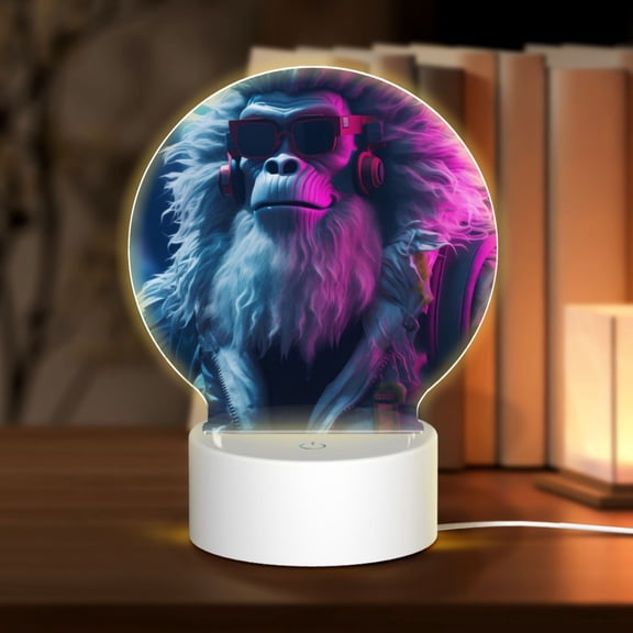 Naloa Hip-Hop Glasses Gorilla Acrylic LED Night Light Custom LED Lights Personalized Nightlight Customized Gifts for Family Couples Friends