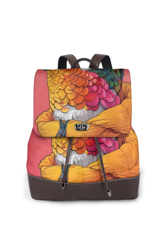 Naloa Hip Hummingbird In Jacket Print Leather Backpack Purse for Women and Ladies,Shoulder Travel Daypacks Bags,Laptop Backpack for Women
