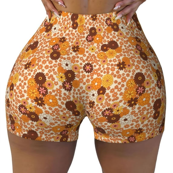 Naloa Hippie Ditsy Floral Biker Shorts for Women Seamless Scrunch Short Women’s Yoga Shorts for Gym Running Sport Shorts - X-Large