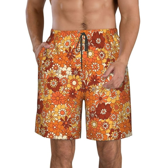 Naloa Hippie Flower Men's Beach Shorts, Surfing shorts, Swim trunks, Quick Dry Swim Trunks for Surfing Beach Fun - XX-Large