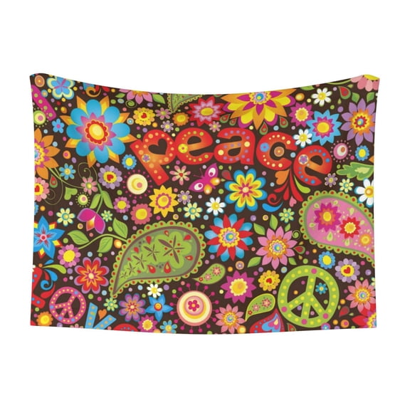 Naloa Hippie Peace Love Dog Blanket, 3 Sizes Cat Blanket for Indoor Cats Large Medium Small Dog Gifts-Small