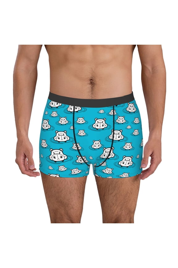Hippo In Water Head Mens Underwear - Boxers for Men, Mens Boxer Briefs, Classic Briefs for Men-XX-Large