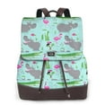 thumbnail image 1 of Naloa Hippo With Flamingos And Crocodiles Print Leather Backpack Purse for Women and Ladies,Shoulder Travel Daypacks Bags,Laptop Backpack for Women, 1 of 4