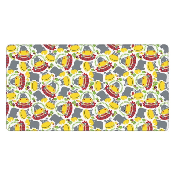 Naloa Hippopotamus Gaming Mouse Pad Large Mouse Mat Long Extended Desk Pad Non-Slip Rubber Mice Pads Stitched Edges Thin Pad (16x29.5 Inch)