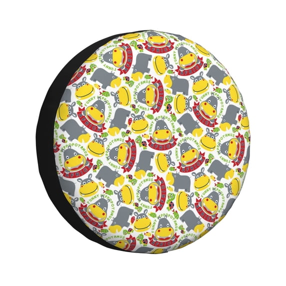 Naloa Hippopotamus PVC Leather Spare Tire Wheel Cover Spare Tire Cover, for Car Truck SUV Camper Trailer Universal Fit(14-17in)-17 inch
