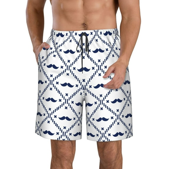 Naloa Hipster Mustache Men's Beach Shorts, Surfing shorts, Swim trunks, Quick Dry Swim Trunks for Surfing Beach Fun - X-Large