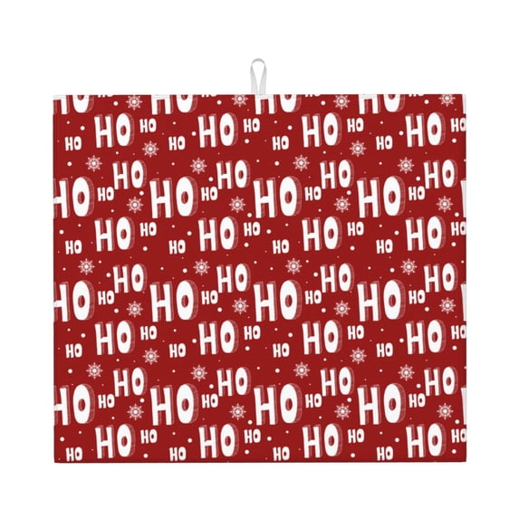 Naloa Ho-Ho-Ho Dish Drying Mat for Kitchen Counter, Heat Resistant Drainer Mats, Absorbent Draining Mat,Dish Rack Pad,16"x18"