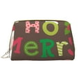 thumbnail image 1 of Naloa Ho Ho Ho Merry Christmas Leather Makeup Bag for Purse Travel, Portable Small Cosmetic Organizer for Women and Girls, Make up Bag with Zipper, 1 of 8