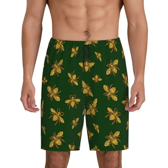 Naloa Hohey Bee Men's Short Pajama Pants, Lounge Comfort Shorts with Elasticized Waistband and Side Pockets - 4X-Large