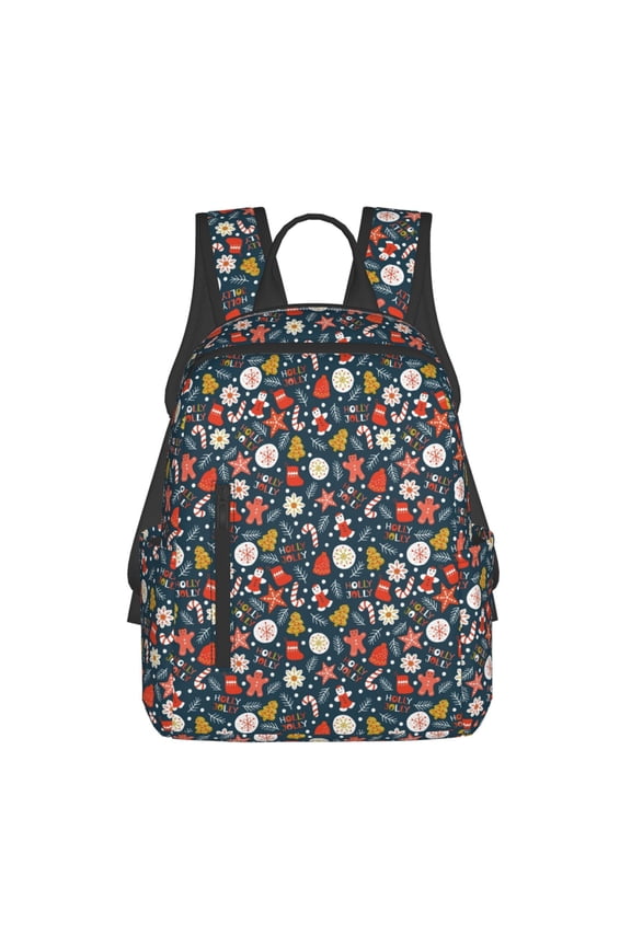Holiday Christmas Cookies Print Lightweight DayBackpack Suitable for school, work, shopping, travel, etc.