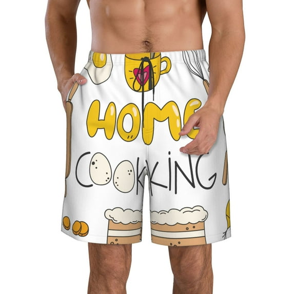 Naloa Home Cooking Men's Beach Shorts, Surfing shorts, Swim trunks, Quick Dry Swim Trunks for Surfing Beach Fun - X-Large