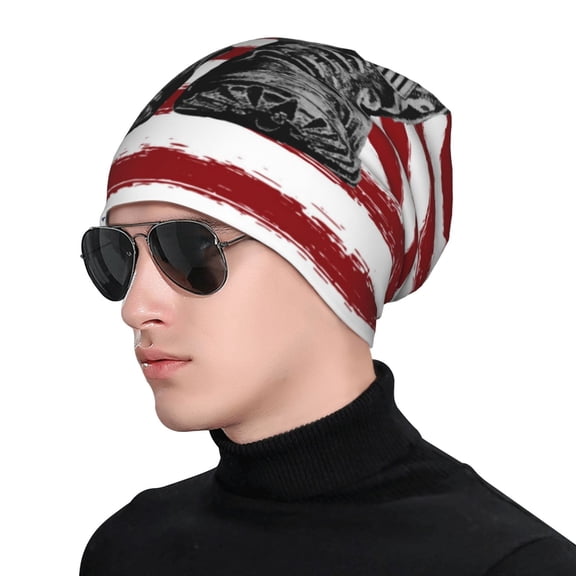 Naloa Home Of The Free Because Of The Brave Soft Beanie Hat, Knit Beanie Daily Beanie in Fine Knit for Women Men Winter Travel, Outdoor