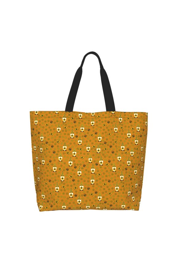 Honey Bee Gnomes Tote Bag for Women Large Capacity Shoulder Bag for College Work Travel Shopping