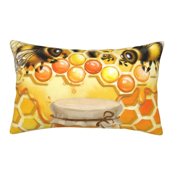 Naloa Honey Bee Pillowcase, Throw Pillowcase, Wrinkle-Free, Stain-Resistant with Hidden Zipper for Bedroom Sofa - 16"x24"