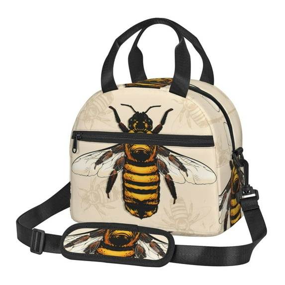 Naloa Honey Bee Print Lunch Bag for Women & Men Insulated Lunch Box or Cooler Lunch Tote Bags for Work, Travel, Outdoor