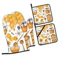 thumbnail image 1 of Naloa Honey Bee Set Oven Mitts and Pot Holders 4 pcs Set, Cooking Baking Grilling Kitchen Oven Glove for Cooking, 1 of 6