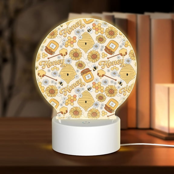 Naloa Honey Honeycomb Acrylic LED Night Light Custom LED Lights Personalized Nightlight Customized Gifts for Family Couples Friends