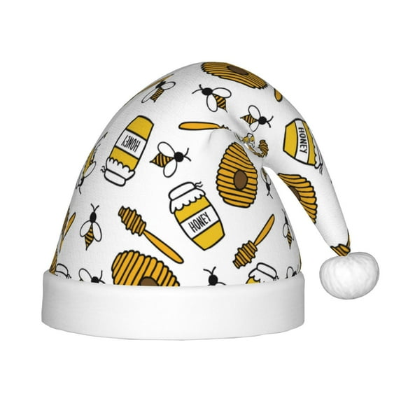 Naloa Honey Santa Hat for Kids Baby Christmas Hats,Girls Boys Toddler Plush Xmas Holiday Hat,Luxury Santa Claus Hat