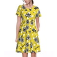 thumbnail image 1 of Naloa Honeybee Print Womens Summer A-Line Dress with Pockets,Short Sleeve Dresses,Flowy Beach Swing Dress for Vacation Travel, 1 of 6