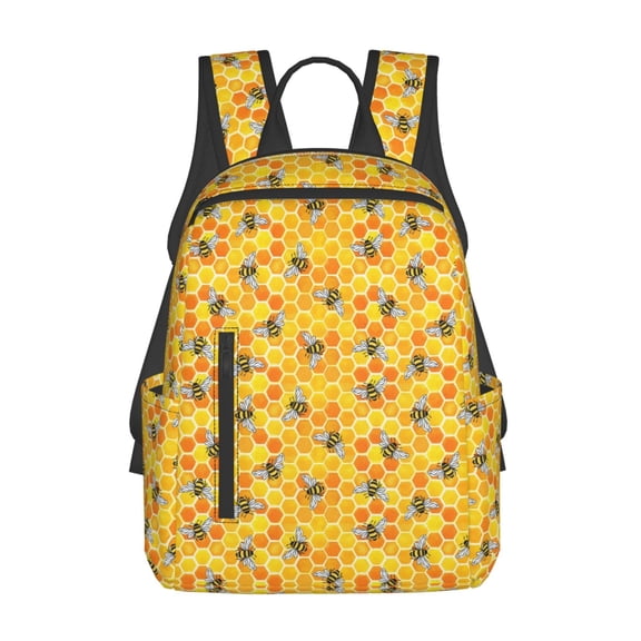 Naloa Honeycombs Print Lightweight DayBackpack Suitable for school, work, shopping, travel, etc.