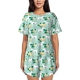 thumbnail image 1 of Naloa Horse And Flower Women's Short-Sleeved Pajama Set, Loungewear, Summer pajamas, Breathable Cozy - Large, 1 of 9