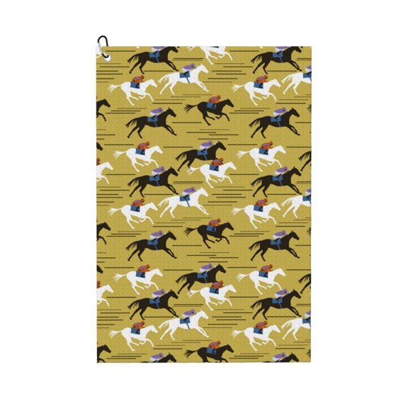 Naloa Horsemen In Horseraces Golf Towel Golf Gift for Men and Women Golf Towel with Carabiner Clip to Quickly Remove Mud, Dirt and Sweat