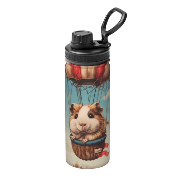 Naloa Hot Air Balloon Guinea Pig 18oz Sports Insulated Kettle, Stainless Steel Insulated Cup for Women Men for Fitness, Gym & Outdoor