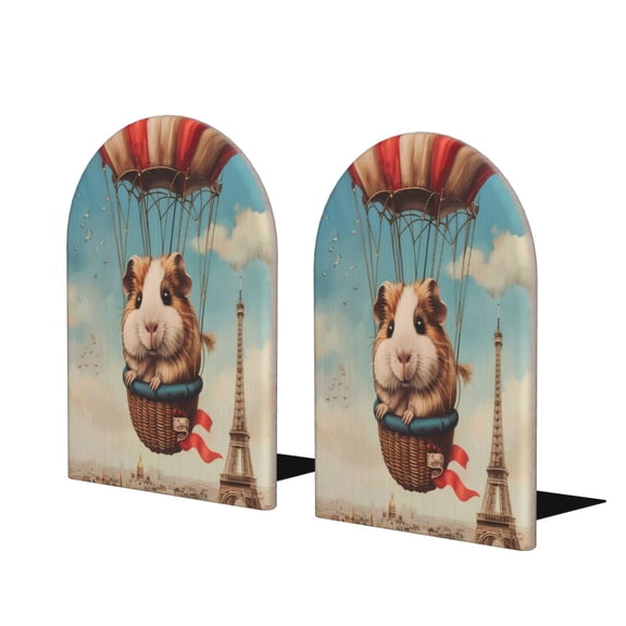 Naloa Hot Air Balloon Guinea Pig 2 Pcs Bookend Large Capacity Office Book Ends for Home Office Library School Study Decoration