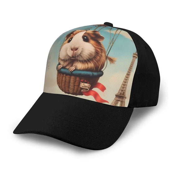 Naloa Hot Air Balloon Guinea Pig Adult adjustable Print Baseball Hat, Patchwork curved brim baseball capfor Men and Women, One Size