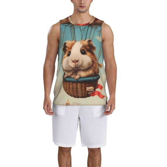 Naloa Hot Air Balloon Guinea Pig Basketball Jersey Reversible Men's Mesh Athletic Sports Shirts Training Practice S-4XLLarge