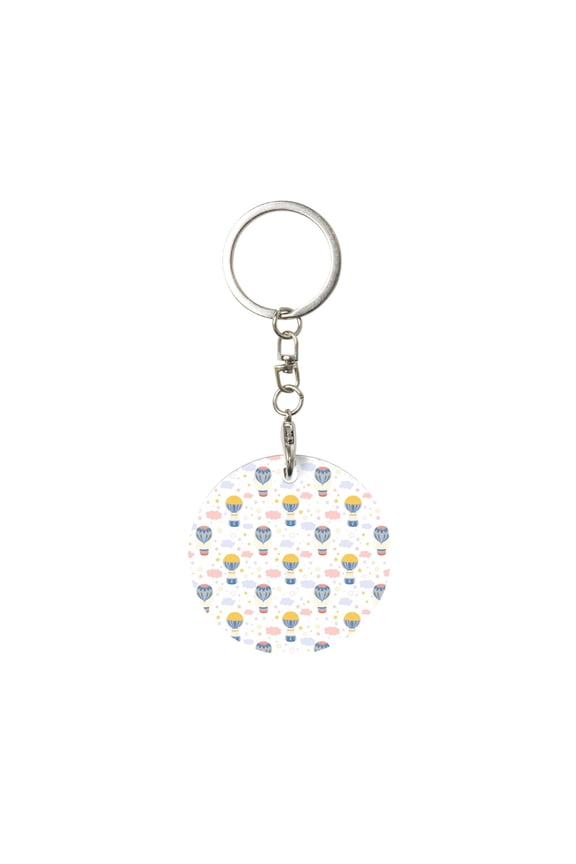 Hot Air Balloon Print Round Keychain Keychain Key Ring, Key Tag, Key Chain Bulk for Gift Accessories (Round)